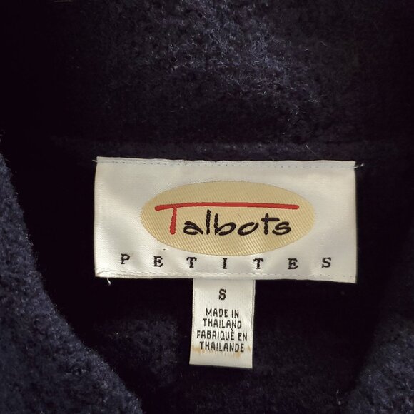 Talbots Boiled Wool Coat PS Small Petite Navy Blue Barn Chore Car - Picture 5 of 6